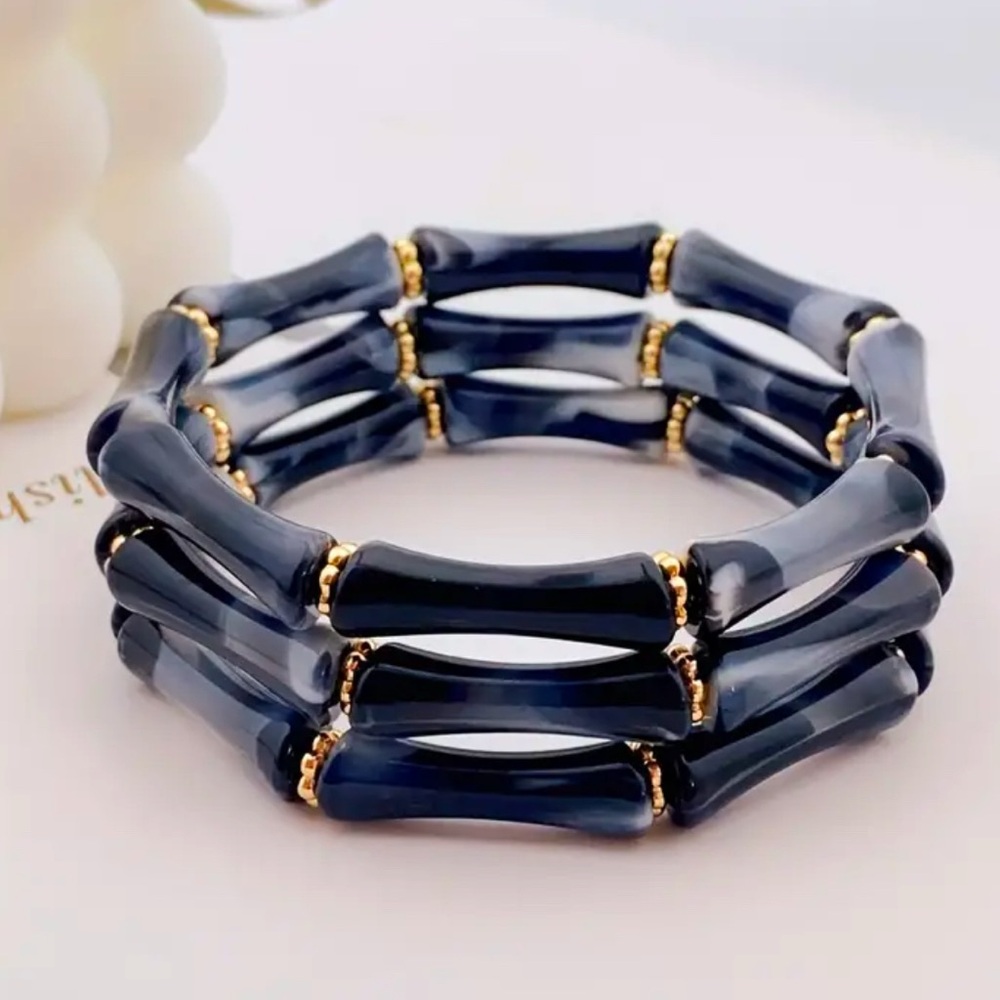 Elegant Blue Bamboo-Style Bracelet